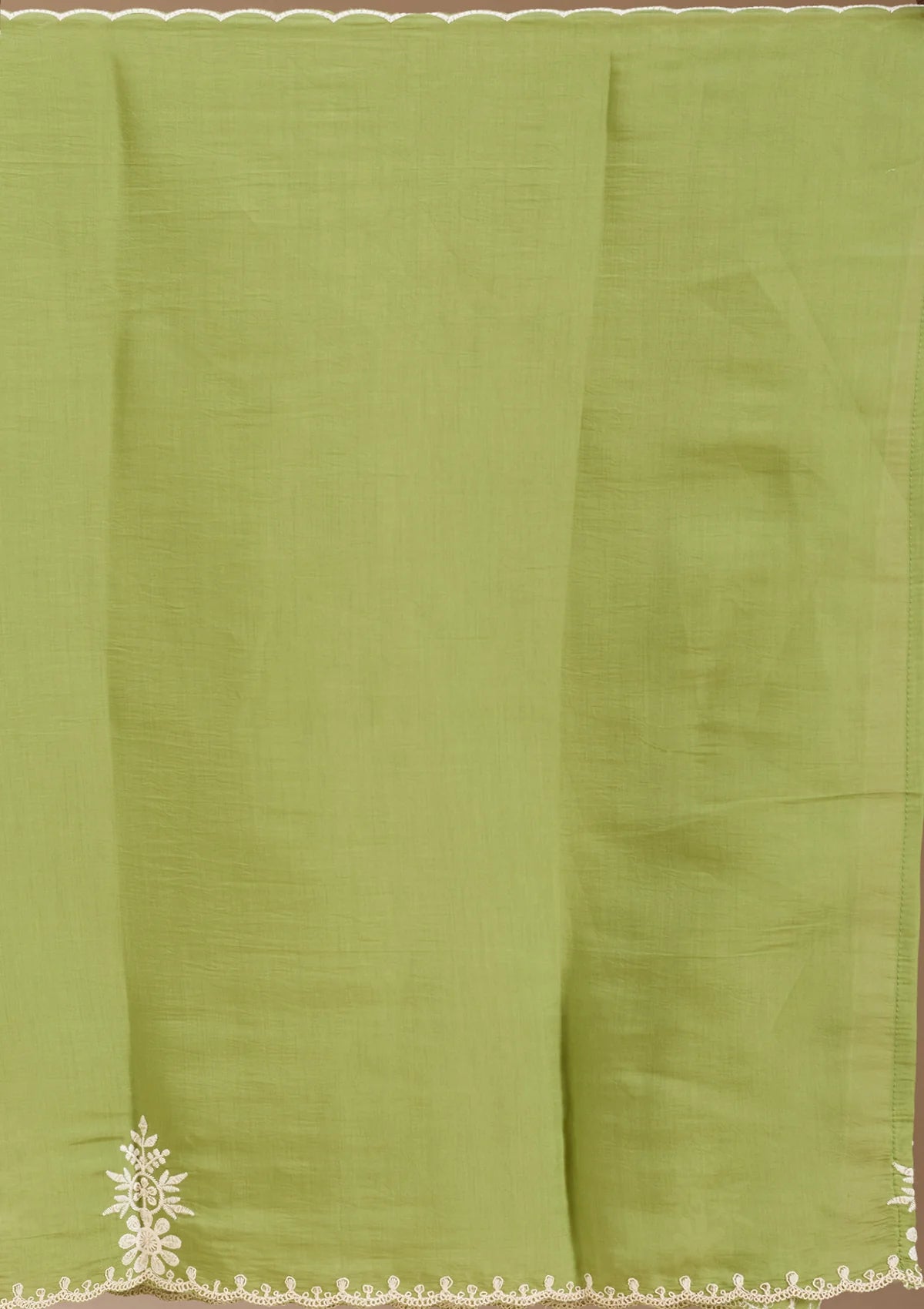 Pista Green Threadwork Chanderi Readymade Salwar Suit
