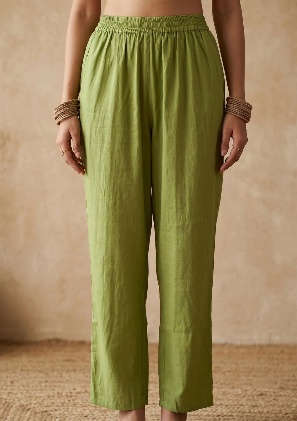 Pista Green Threadwork Chanderi Readymade Salwar Suit