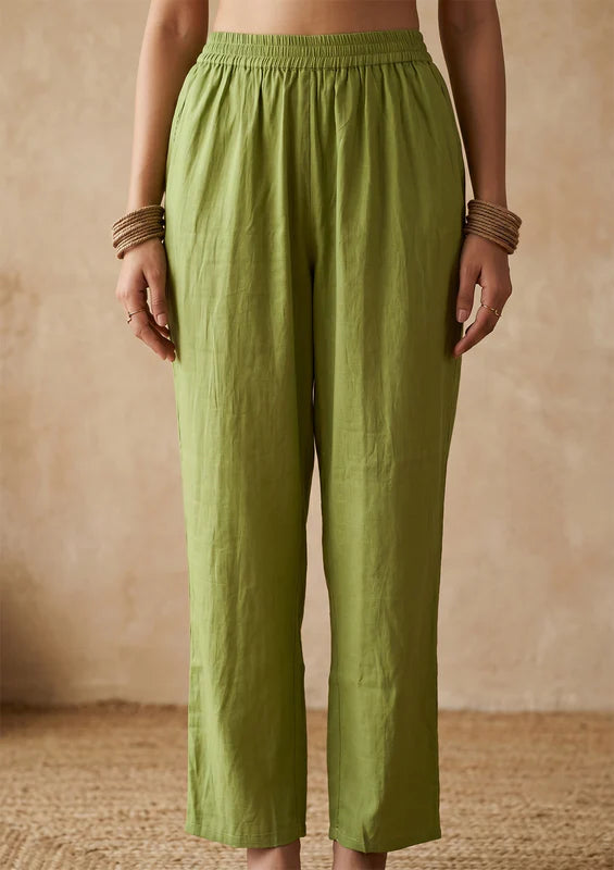 Pista Green Threadwork Chanderi Readymade Salwar Suit