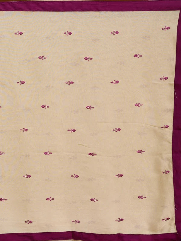 Wine Art Silk Threadwork A Line Kurta With Pant Regular And Dupatta