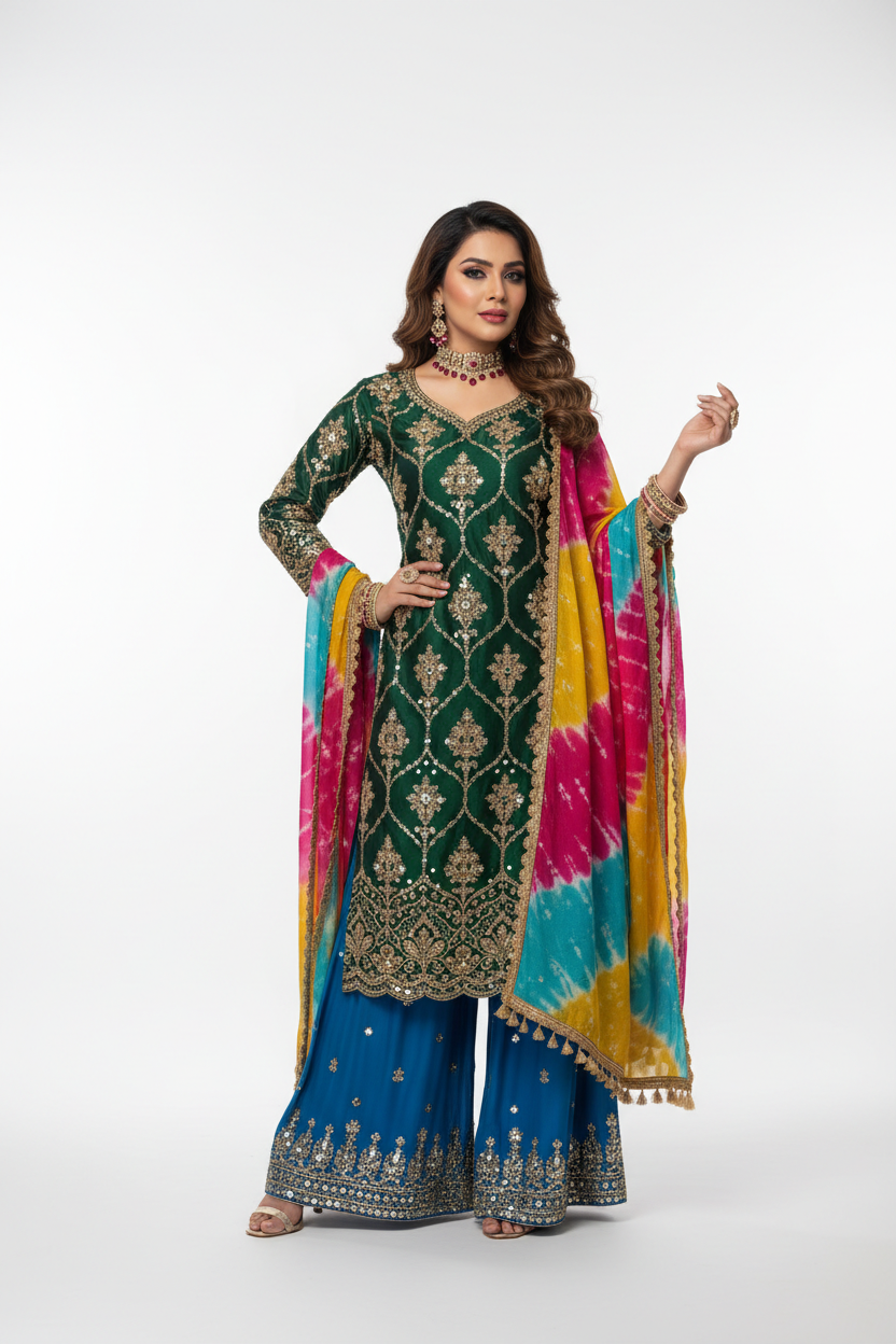 Indian woman wearing Premium Salwar Suit - Trending Ethnic Wear